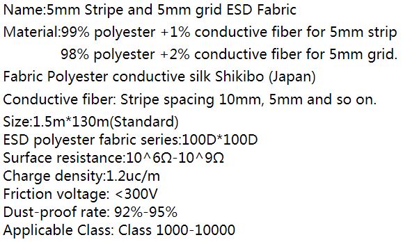 5mm polyester esd kumaş